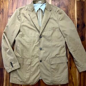 J. Crew Men's Khaki Tan Lightweight Cotton Jacket Sport Blazer Coat L
